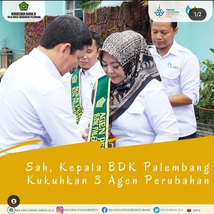 Sah, Kepala BDK Palembang Kukuhkan 3 Agen Perubahan