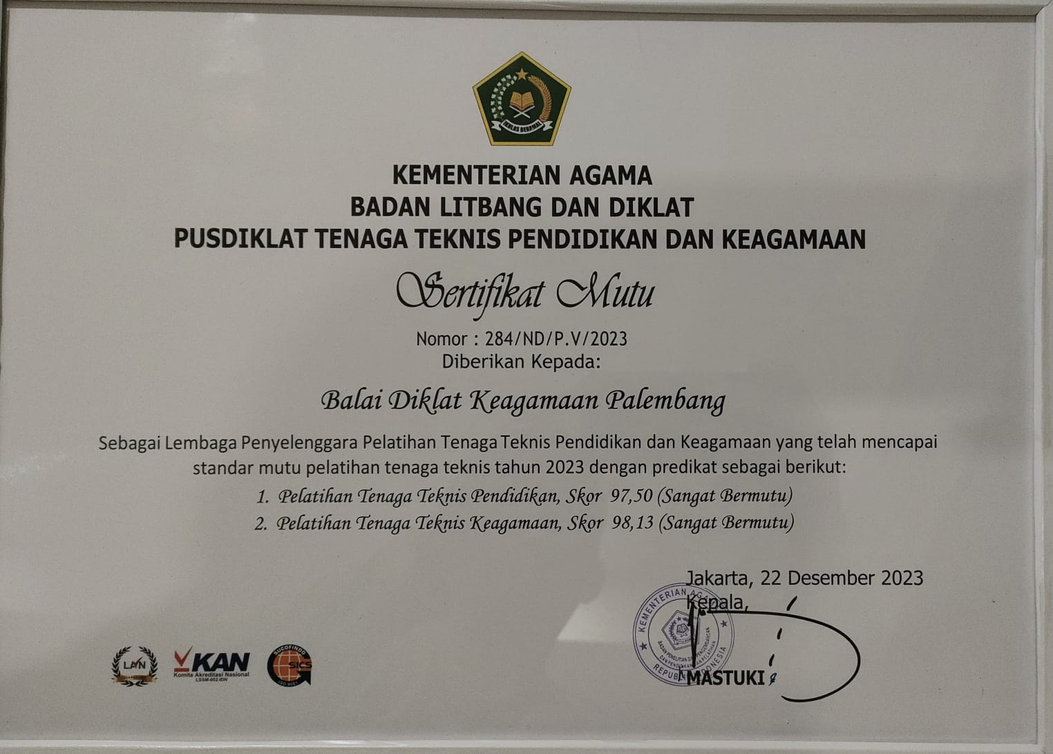 BDK Palembang Pertahankan Predikat 