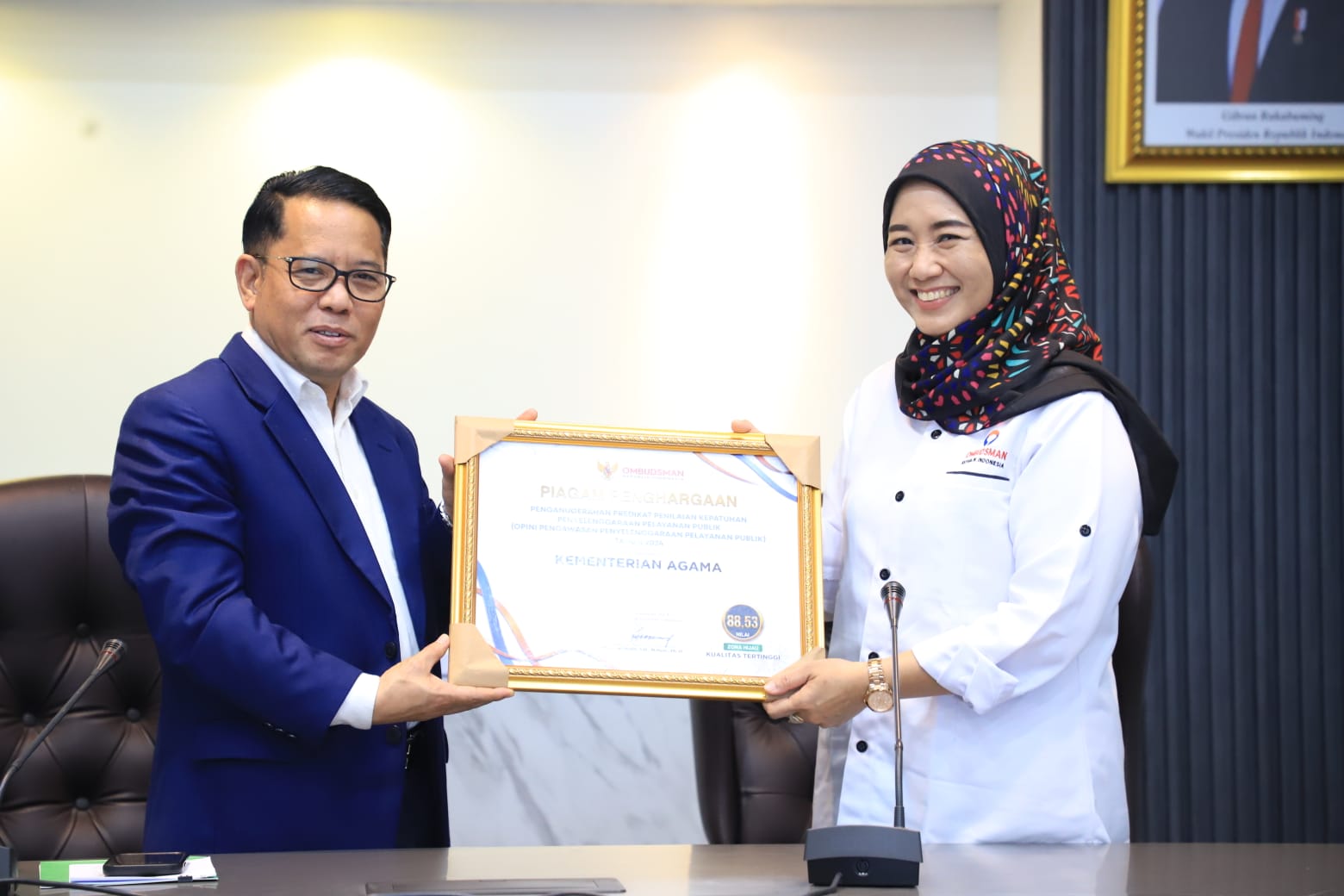 Kemenag Raih Penghargaan Kepatuhan Pelayanan Publik Tertinggi dari Ombudsman RI