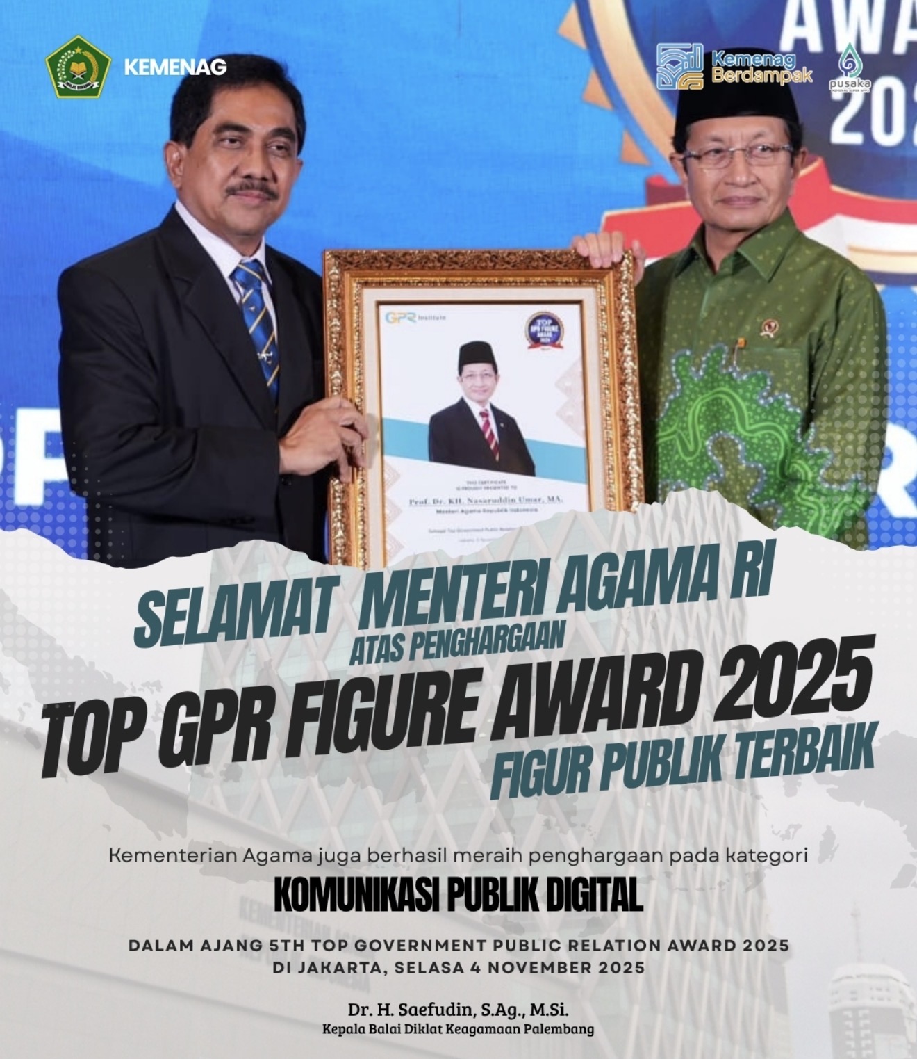 Menag Raih Top GPR Figure Award 2025